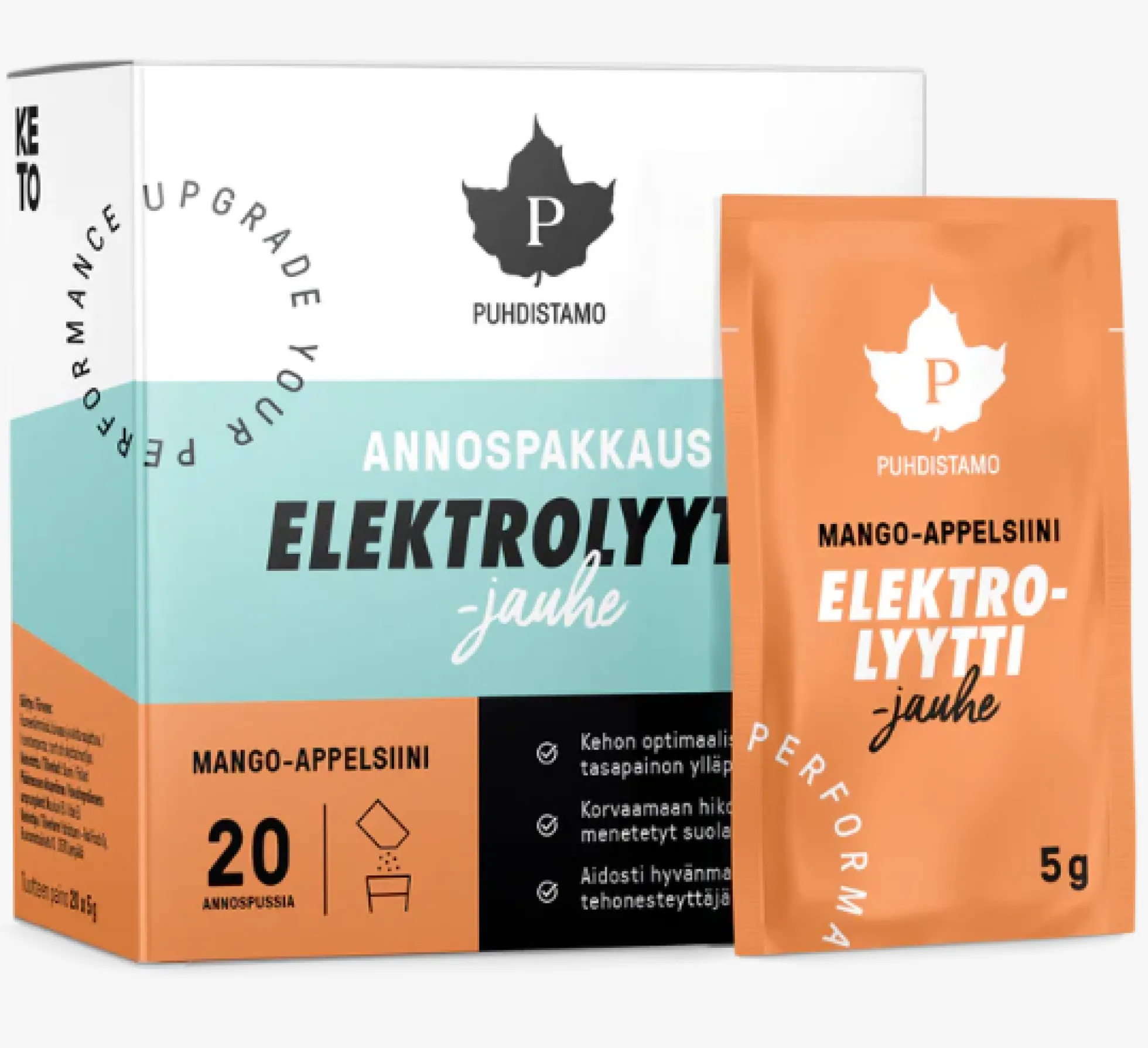 Elektrolyyttijauhe annospussit 20x5g, mango-appelsiini