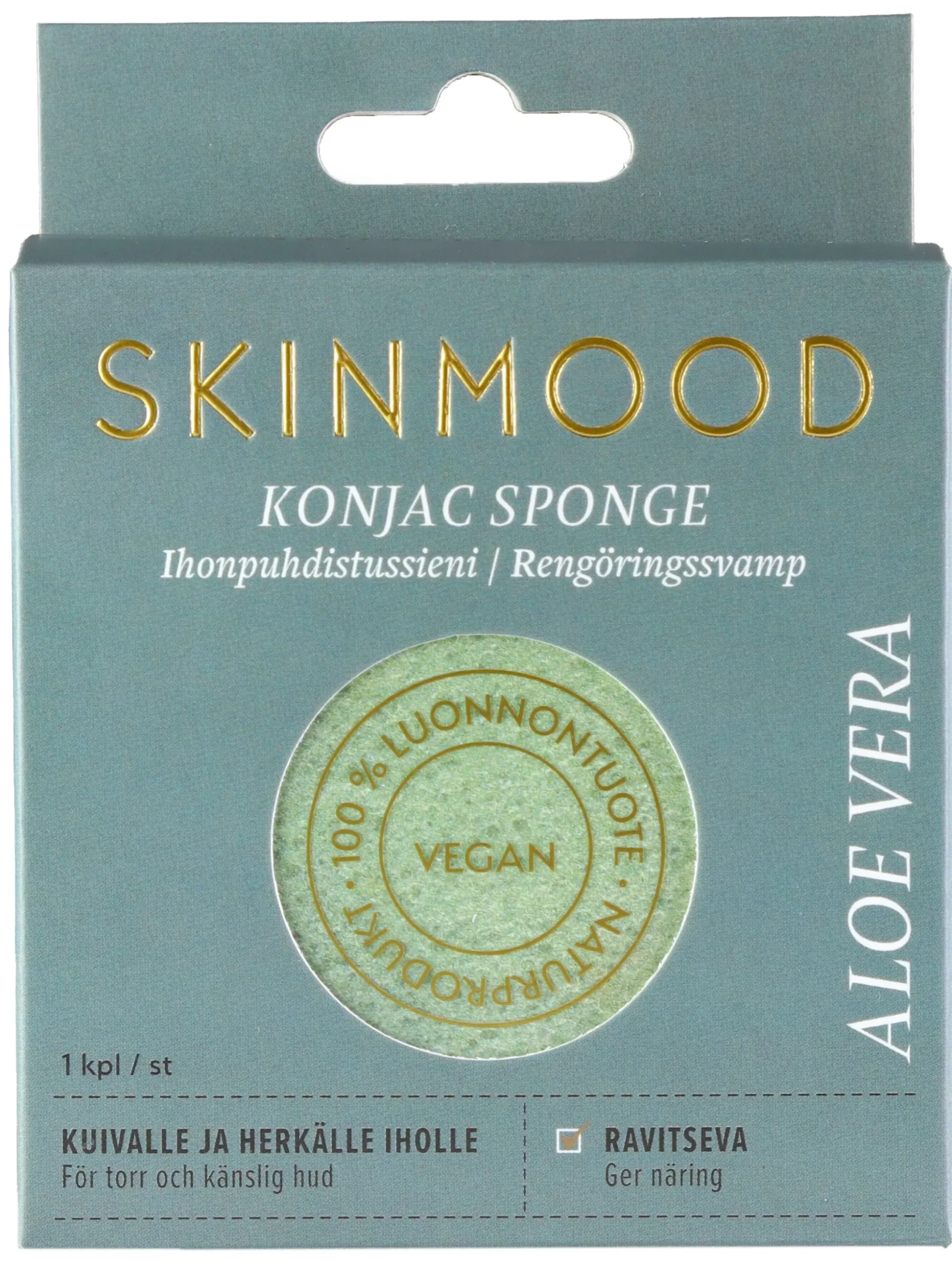 Ihonhoidon ihmesieni, kuivalle iholle (Konjac Sponge-kasvosieni)