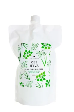 Käsienpesuneste, kaura-ksylitoli, hajusteeton, täyttöpussi, 1000 ml