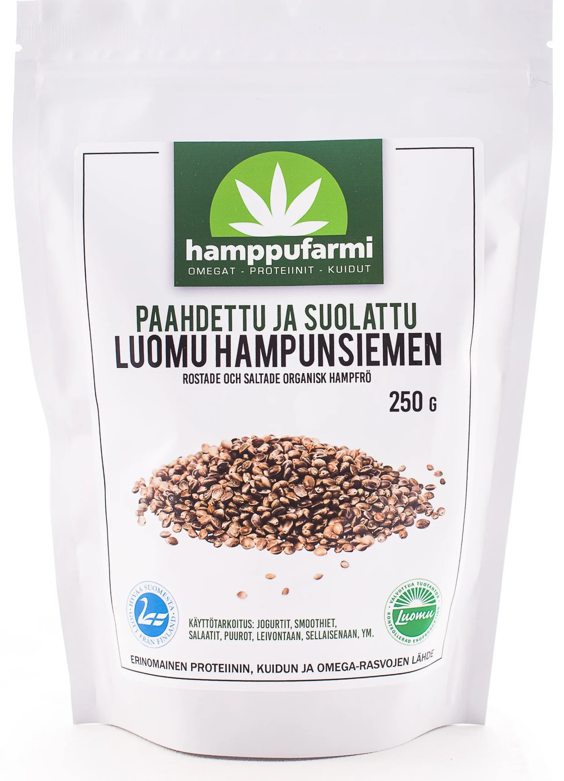Paahdettu ja suolattu hampunsiemen, 250 g