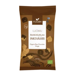 Raakasuklaakuorrutettu inkivääri, luomu, 200 g
