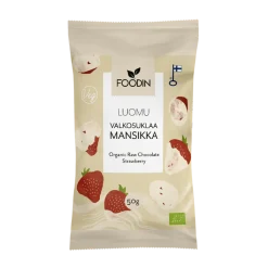 Valkosuklaakuorrutettu mansikka, 50 g